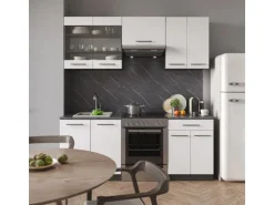 Vicco Fame-Line Küchenzeile Weiß Hochglanz/Anthrazit 200 cm ohne Arbeitsplatte ohne E-Geräte