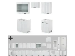 Vicco Fame-Line Küchenzeile Weiß Landhaus/Weiß 200 cm ohne Arbeitsplatte ohne E-Geräte