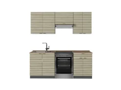 Vicco Fame-Line Küchenzeile Eiche Paneel/Anthrazit 200 cm AP Eiche ohne E-Geräte