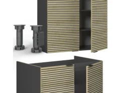 Vicco Fame-Line Küchenzeile Eiche Paneel/Anthrazit 200 cm AP Eiche ohne E-Geräte