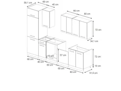Vicco Fame-Line Küchenzeile Eiche Paneel/Anthrazit 300 cm ohne Arbeitsplatte ohne E-Geräte