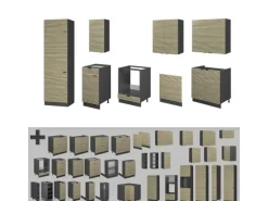 Vicco Fame-Line Küchenzeile Eiche Paneel/Anthrazit 300 cm ohne Arbeitsplatte ohne E-Geräte