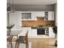 Vicco Fame-Line Küchenzeile Weiß Hochglanz/Weiß 355 cm AP Eiche ohne E-Geräte