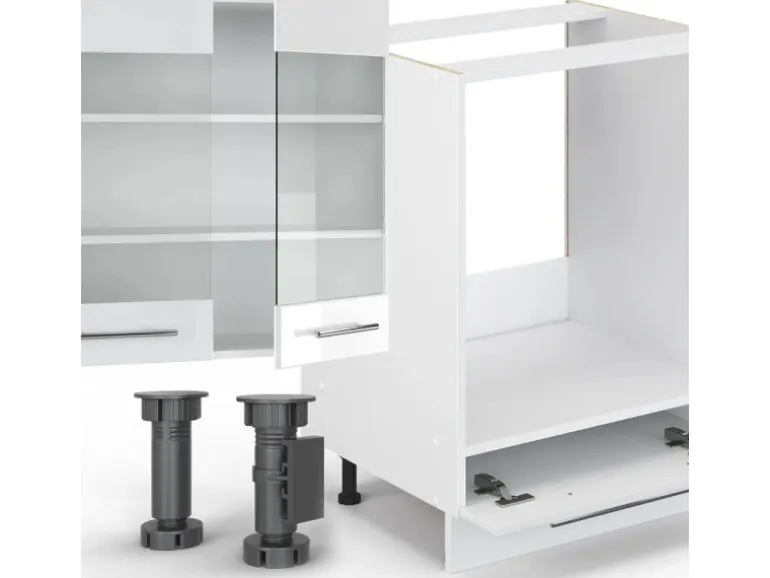 Vicco Fame-Line Küchenzeile Weiß Hochglanz/Weiß 355 cm AP Eiche ohne E-Geräte