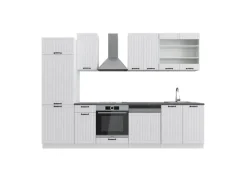 Vicco Fame-Line Küchenzeile Weiß Landhaus/Weiß 300 cm ohne Arbeitsplatte ohne E-Geräte