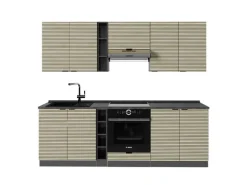 Vicco Fame-Line Küchenzeile Eiche Paneel/Anthrazit 235 cm AP Anthrazit ohne E-Geräte