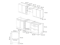 Vicco Fame-Line Küchenzeile Eiche Paneel/Anthrazit 235 cm AP Anthrazit ohne E-Geräte