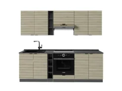 Vicco Fame-Line Küchenzeile Eiche Paneel/Anthrazit 235 cm ohne Arbeitsplatte ohne E-Geräte