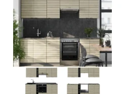 Vicco Fame-Line Küchenzeile Eiche Paneel/Anthrazit 235 cm ohne Arbeitsplatte ohne E-Geräte