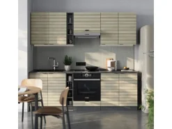 Vicco Fame-Line Küchenzeile Eiche Paneel/Anthrazit 235 cm ohne Arbeitsplatte ohne E-Geräte