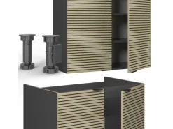 Vicco Fame-Line Küchenzeile Eiche Paneel/Anthrazit 235 cm ohne Arbeitsplatte ohne E-Geräte