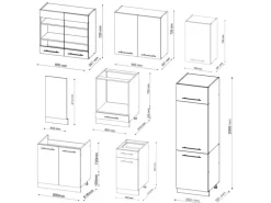 Vicco Fame-Line Küchenzeile Weiß Hochglanz/Anthrazit 300 cm ohne Arbeitsplatte ohne E-Geräte