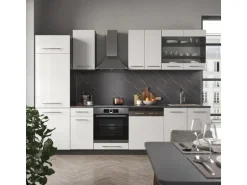 Vicco Fame-Line Küchenzeile Weiß Hochglanz/Anthrazit 300 cm ohne Arbeitsplatte ohne E-Geräte