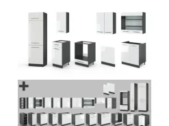 Vicco Fame-Line Küchenzeile Weiß Hochglanz/Anthrazit 300 cm ohne Arbeitsplatte ohne E-Geräte