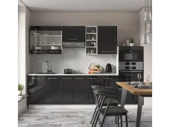 Vicco Fame-Line Küchenzeile Anthrazit Hochglanz/Weiß 280 cm AP Marmor ohne E-Geräte