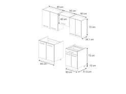 Vicco Fame-Line Küchenzeile Eiche Paneel/Anthrazit 200 cm ohne Arbeitsplatte ohne E-Geräte