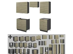 Vicco Fame-Line Küchenzeile Eiche Paneel/Anthrazit 200 cm ohne Arbeitsplatte ohne E-Geräte