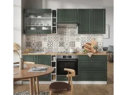 Vicco Fame-Line Küchenzeile Grün-Gold Landhaus/Weiß 235 cm ohne Arbeitsplatte ohne E-Geräte