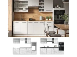 Vicco Fame-Line Küchenzeile Weiß Hochglanz/Weiß 280 cm AP Anthrazit ohne E-Geräte