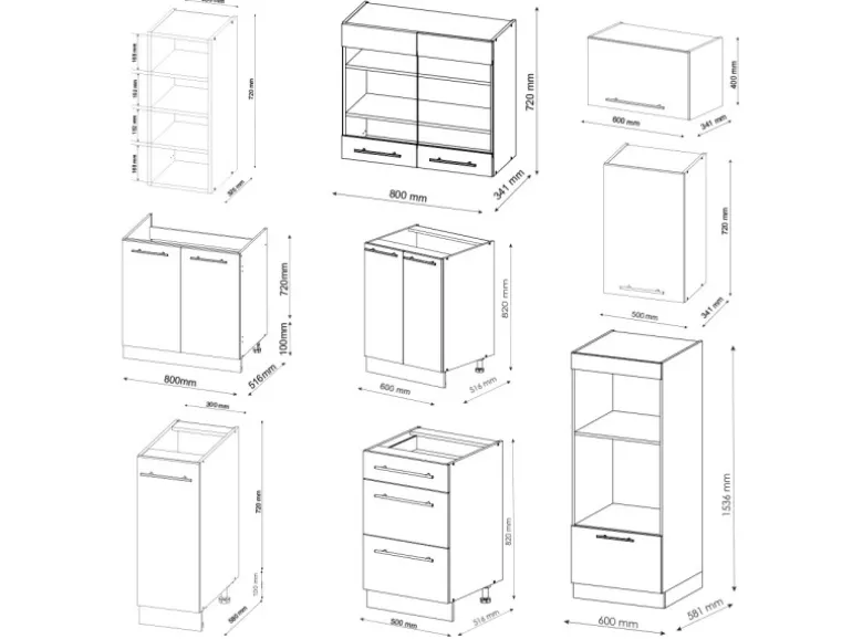 Vicco Fame-Line Küchenzeile Weiß Hochglanz/Weiß 280 cm AP Anthrazit ohne E-Geräte
