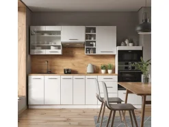 Vicco Fame-Line Küchenzeile Weiß Hochglanz/Weiß 280 cm AP Anthrazit ohne E-Geräte