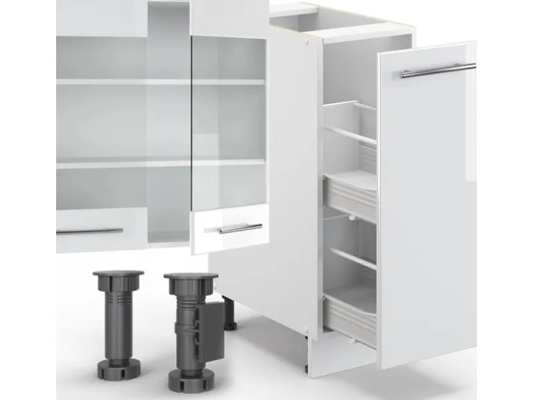 Vicco Fame-Line Küchenzeile Weiß Hochglanz/Weiß 280 cm AP Anthrazit ohne E-Geräte