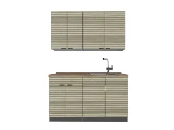 Vicco Fame-Line Singleküche Eiche Paneel/Anthrazit 140 cm AP Eiche ohne E-Geräte