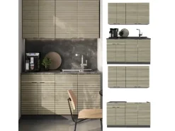 Vicco Fame-Line Singleküche Eiche Paneel/Anthrazit 140 cm AP Eiche ohne E-Geräte