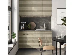 Vicco Fame-Line Singleküche Eiche Paneel/Anthrazit 140 cm AP Eiche ohne E-Geräte