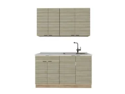 Vicco Fame-Line Singleküche Eiche Paneel/Goldkraft Eiche 140 cm AP Eiche ohne E-Geräte