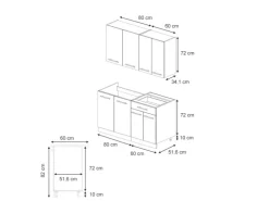 Vicco Fame-Line Singleküche Eiche Paneel/Goldkraft Eiche 140 cm AP Eiche ohne E-Geräte