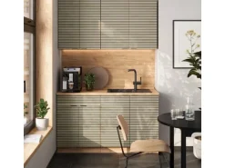 Vicco Fame-Line Singleküche Eiche Paneel/Goldkraft Eiche 140 cm AP Eiche ohne E-Geräte