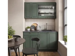 Vicco Fame-Line Singleküche Grün-Gold Landhaus/Anthrazit 140 cm AP Anthrazit ohne E-Geräte