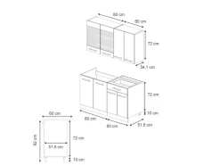 Vicco Fame-Line Singleküche Dunkelblau Hochglanz/Anthrazit 140 cm AP Anthrazit ohne E-Geräte