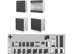 Vicco Fame-Line Singleküche Anthrazit-Gold/Weiß 140 cm ohne Arbeitsplatte ohne E-Geräte