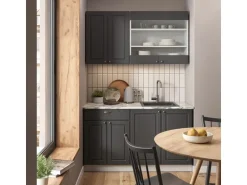 Vicco Fame-Line Singleküche Anthrazit-Gold/Weiß 140 cm AP Anthrazit ohne E-Geräte