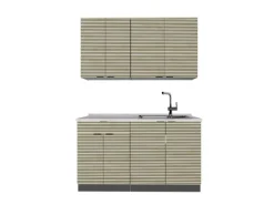 Vicco Fame-Line Singleküche Eiche Paneel/Anthrazit 140 cm ohne Arbeitsplatte ohne E-Geräte