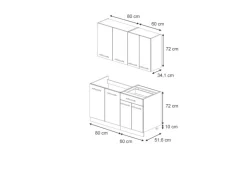 Vicco Fame-Line Singleküche Eiche Paneel/Anthrazit 140 cm ohne Arbeitsplatte ohne E-Geräte