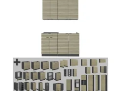 Vicco Fame-Line Singleküche Eiche Paneel/Anthrazit 140 cm ohne Arbeitsplatte ohne E-Geräte