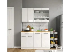 Vicco Fame-Line Singleküche Weiß 140 cm ohne Arbeitsplatte ohne E-Geräte