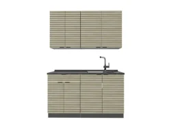 Vicco Fame-Line Singleküche Eiche Paneel/Anthrazit 140 cm AP Anthrazit ohne E-Geräte