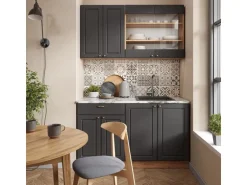 Vicco Fame-Line Singleküche Anthrazit Landhaus/Goldkraft Eiche 140 cm AP Eiche ohne E-Geräte