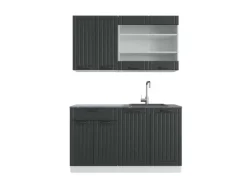 Vicco Fame-Line Singleküche Anthrazit Landhaus/Weiß 140 cm AP Anthrazit ohne E-Geräte