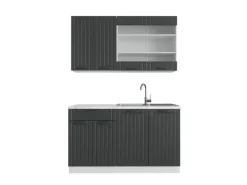 Vicco Fame-Line Singleküche Anthrazit Landhaus/Weiß 140 cm ohne Arbeitsplatte ohne E-Geräte