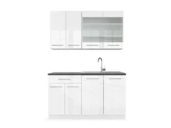 Vicco Fame-Line Singleküche Weiß Hochglanz/Weiß 140 cm AP Anthrazit ohne E-Geräte