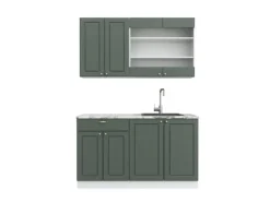 Vicco Fame-Line Singleküche Grün-Gold Landhaus/Weiß 140 cm ohne Arbeitsplatte ohne E-Geräte