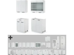 Vicco Fame-Line Singleküche Weiß Landhaus/Weiß 140 cm ohne Arbeitsplatte ohne E-Geräte