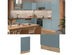 Vicco Frontblende R-Line Geschirrspüler Fronttür Blau-Grau/Goldkraft Eiche AP Marmor