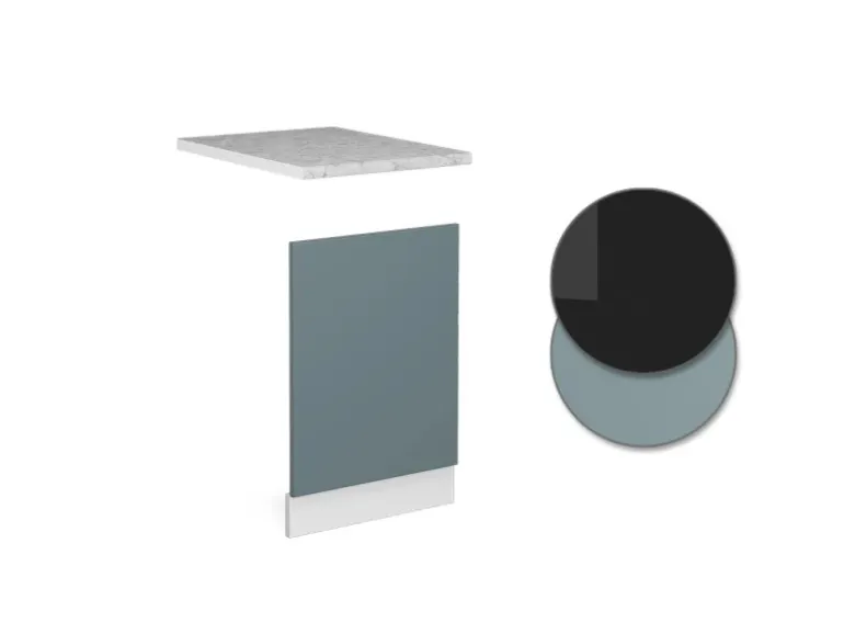 Vicco Frontblende R-Line Geschirrspüler Fronttür Blau-Grau/Weiß 45 cm AP Marmor