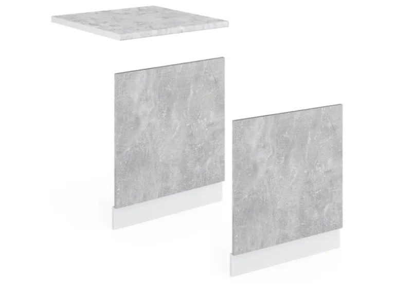 Vicco Frontblende R-Line Geschirrspüler Fronttür Beton/Weiß 60 cm ohne Arbeitsplatte